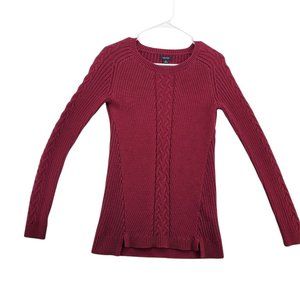 NAUTICA Sweater Women's Long Sleeve Round Neck Tight Knit Red Small